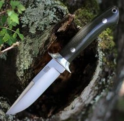 Bark River Knives Chute Knife 07152MGC, 4.25" CPM-154 Drop Point Plain Blade, Green Canvas Handle