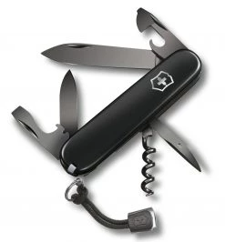 Victorinox Swiss Army Spartan PS 1.3603.3P, Monochrome Pocket Knife w/ 12 Black Tools, Black ABS