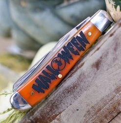 Case 2020 Halloween Mini Trapper Persimmon Orange Smooth Bone Handle w/Tin (6207 SS) -Knives Sales 10593.2 82257.1602015040