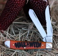 Case 2020 Halloween Mini Trapper Persimmon Orange Smooth Bone Handle w/Tin (6207 SS)