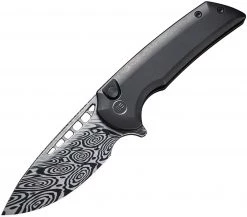WE Mini Malice Button Lock -Black Ti (2.98" Damasteel) WE054BL-DS1