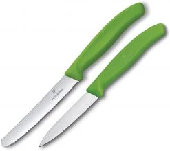 Victorinox Swiss 2 Piece Set - Steak / Paring, Green Handles (VN67836L114X3)