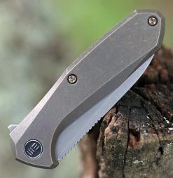 We Knife 2005A Mote, 2.66" CPM S35VN Gray Stonewash Plain Blade, Bronze Titanium Handle -Knives Sales 2005A.3 18440.1599073049