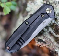 We Knife 2005C Mote, 2.66" CPM S35VN Gray Stonewash Plain Blade, Black Titanium Handle -Knives Sales 2005C.2 87214.1599073197