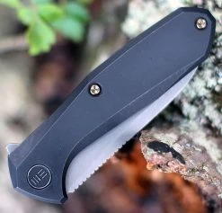 We Knife 2005C Mote, 2.66" CPM S35VN Gray Stonewash Plain Blade, Black Titanium Handle -Knives Sales 2005C.3 63235.1599073197