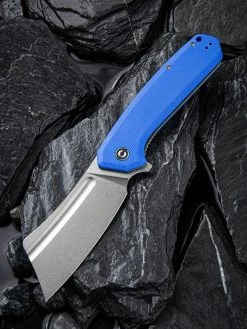 CIVIVI Bullmastiff C2006B, 3.83" 9Cr18MoV Stonewashed Cleaver Plain Blade, Blue G-10 Handles