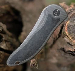 We Knife Mini Synergy 2011CF-A, 2.93" CPM 20CV Stonewashed Blade, Black/Gray 6AL4V Titanium w/ Shredded Carbon Fiber Inlay Handle -Knives Sales 2011CFA.3 58832.1609269850