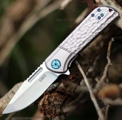 CRKT Lannny Linerlock Silver A/O 6525 , 3.18" 8Cr13Mov Satin Finish Stainless Blade, Silver Sculpted Aluminum Handles