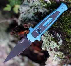 Kershaw Launch 12 Automatic - CF/ Teal Alum (2.5" 154CM Blk) 7125TEALBK