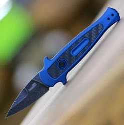 Kershaw Launch 12 CA Legal Mini Stiletto Aluminum, Carbon Fiber (1.90" Blackwash CPM-154) 7130BLUBW