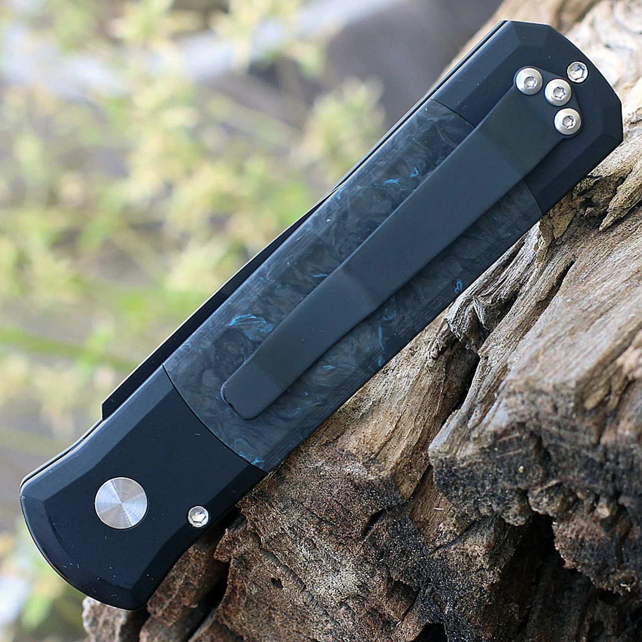 Pro-Tech Godson "Dark Matter" Automatic Blue Fat Carbon (3.2" 154CM Blk) 7FC31 6 Pro-Tech Godson "Dark Matter" Automatic Blue Fat Carbon (3.2" 154CM Blk) 7FC31 - Image 4