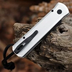 Pro-Tech Godson Automatic Silver Alum w/Blk Leather Inlay (3.2" Black) Greg Stevens Design 7GSD-2 -Knives Sales 7GSD 2.1 52346.1647962784