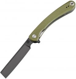 Artisan Small Orthodox ATZ1817PSBGNF, 2.75" Black D2 Steel Blade, Green G10 Handle