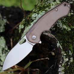 GiantMouse ACE Biblio - Natural Micarta /Bronze (2.9" M390 SW) BIBLIO-BRZ-NAT-INLAY