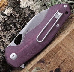GiantMouse ACE Biblio - Burgundy Canvas Micarta (2.9" M390 Satin) BIBLIO-BURGUNDY -Knives Sales BIBLIO BURGUNDY.1 85676.1618857270
