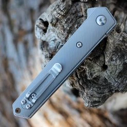 Boker Plus Mini Kwaiken Flipper Gray Ti (3" D2 Satin) 01BO267 -Knives Sales BOP01BO267.3 10820.1646679137