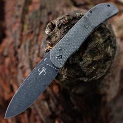 Boker Plus Exskelibur I Front Flipper Olive Green Micarta (3.5" Blk SW) 01BO359