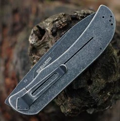 Boker Plus Exskelibur I Front Flipper Olive Green Micarta (3.5" Blk SW) 01BO359 -Knives Sales BOP01BO359.2 77365.1651599612