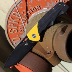 Bestech Airstream - Blk / Yellow G10 (3.9" D2 Blk SW Drop Point) BG47B