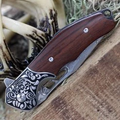 Bestech Draco - Wood / SS Bolster (3.2" Damascus Clip Point) BG48 -Knives Sales BTKG48A 20751.1645111406