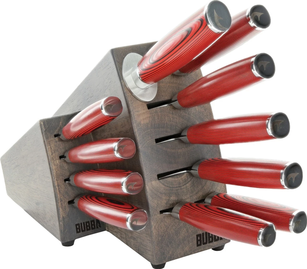 Bubba Blade Kitchen and Steak Knives Block Set - Black and Red G10 (12 Pieces) 3 Bubba Blade Kitchen and Steak Knives Block Set - Black and Red G10 (12 Pieces)