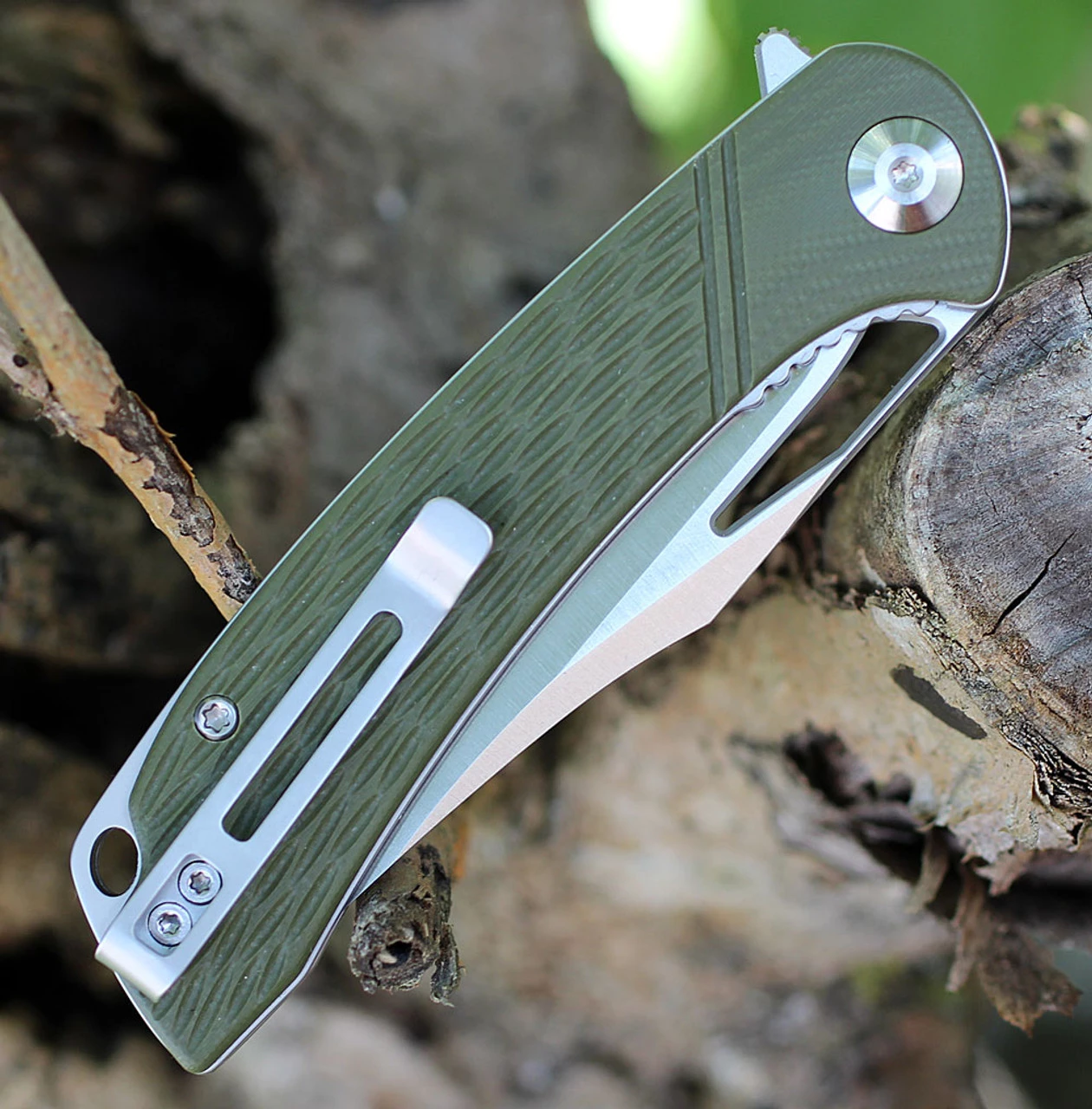 CIVIVI Dogma Linerlock C2005A, 3.46" D2 Satin Plain Blade, OD Green G10 Handles 6 CIVIVI Dogma Linerlock C2005A, 3.46" D2 Satin Plain Blade, OD Green G10 Handles - Image 4