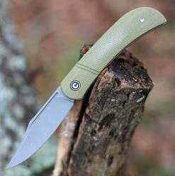 Civivi Appalachian Drifter Slip Joint C2015B, 2.96" Gray Stonewash S35VN Plain Blade, Olive Micarta Handle