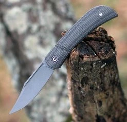 Civivi Appalachian Drifter Slip Joint C2015C, 2.96" Gray Stonewash S35VN Plain Blade, Dark Green Micarta Handle