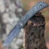 Civivi Appalachian Drifter Slip Joint C2015DS-3, 2.96" Black Hand Rubbed Damascus Blade, Layered Yellow G10 w/Rose Pattern Carbon Fiber Handle