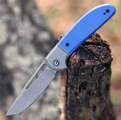 CIVIVI Trailblazer C2018B, 2.97" 14C28N Gray Stonewashed Drop Point Blade, Blue G-10 Handle w/ Gray Stainless Steel Bolster