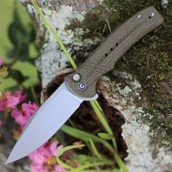 CIVIVI Cogent Button Lock - Green Coarse Micarta (3.47" BB 14C28N) C20038D-5