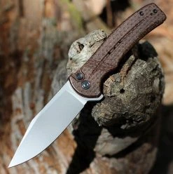 CIVIVI Cogent Button Lock - Brown Coarse Micarta (3.47" BB 14C28N) C20038D-6