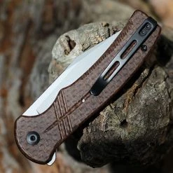 CIVIVI Cogent Button Lock - Brown Coarse Micarta (3.47" BB 14C28N) C20038D-6 -Knives Sales CIVC20038D6.3 25269.1658340271