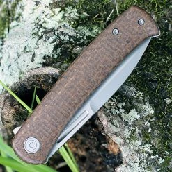 CIVIVI Cetos Flipper - Brown Coarse Micarta (3.48" BB 142C28N) C21025B-1 -Knives Sales CIVC21025B1.3 56982.1658159237