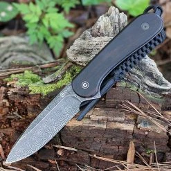 CIVIVI Elementum Fixed Black Ebony Wood (4" Damascus) C2105-DS1