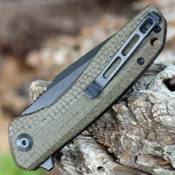 CIVIVI Baklash Flipper - Green Micarta (3.50" 9Cr18MoV Blk SW) C801K -Knives Sales CIVC801K.2 95767.1660743448