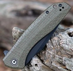 CIVIVI Baklash Flipper - Green Micarta (3.50" 9Cr18MoV Blk SW) C801K -Knives Sales CIVC801K.3 58192.1660743448