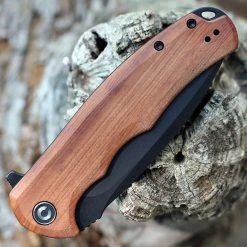 CIVIVI Praxis Flipper Cuibourtia Wood (3.8" Blk SW 9Cr18MoV) C803H -Knives Sales CIVC803H.3 21530.1652976339