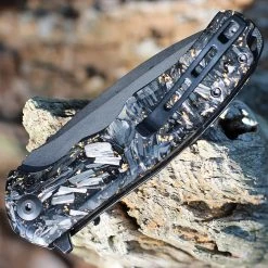 CIVIVI Praxis Flipper - Golden Shred CF (3.75" 9Cr18MoV Blk SW) C803J -Knives Sales CIVC803J.2 03874.1660666623