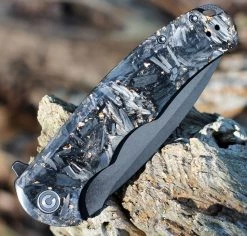 CIVIVI Praxis Flipper - Golden Shred CF (3.75" 9Cr18MoV Blk SW) C803J -Knives Sales CIVC803J.3 18458.1660666623