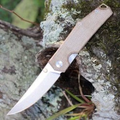 GiantMouse ACE Clyde - Natural Micarta with Brass (3" Elmax SW)