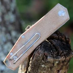 GiantMouse ACE Clyde - Natural Micarta with Brass (3" Elmax SW) -Knives Sales CLYDE NAT MICARTA.5 35123.1638463850