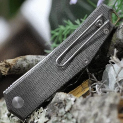 Giant Mouse Ace Clyde-GRN-MICARTA-BRASS, 3.0" EL MAX  Steel Stonewashed Plain Blade, Green Canvas Micarta Handle -Knives Sales CLYGE GRN Micarta BRASS.3 65376.1619465789