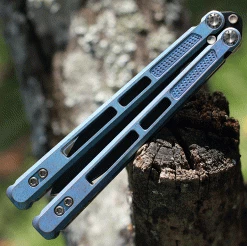 EOS Trident Balisong Antique Green Ti (4.5" CPM S30V Black DLC) -Knives Sales EOS TRI01.1 78969.1631117696