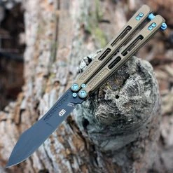 EOS Trident Balisong Butterfly Knife - Bronze/Blue Ti (4.5" CPM S30V Blk)