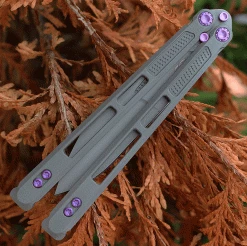 EOS Trident Balisong Gray Ti / Purple (4.5" CPM S30V SW) -Knives Sales EOS101.3 42879.1632939228