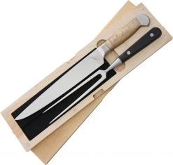 Ferrum Estate 2pc Carving Set, 13.63" Length w/9.0" American Steel Blade, Maple Wood Handle