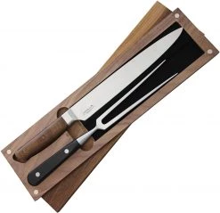 Ferrum Reserve 2pc Carving Set, 13.63" Length w/9.0" American Steel Blade, Black Walnut Handle