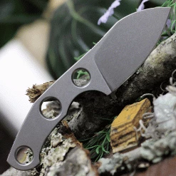 Giant Mouse GMF1 Fixed Blade, 2.6" N690 Steel Stonewashed Plain Blade, Brown Leather Sheath -Knives Sales GMF1 85165.1619548523