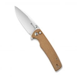 Sencut Sachse Button Lock Flipper - Brown Mic (3.47" 9Cr18MoV) S21007-3